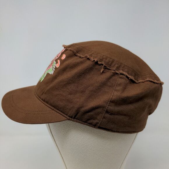 Unbranded Women's Cadet Cap Brown Size OSFA 100% Cotton Rhinestone Bird Logo - Picture 3 of 7
